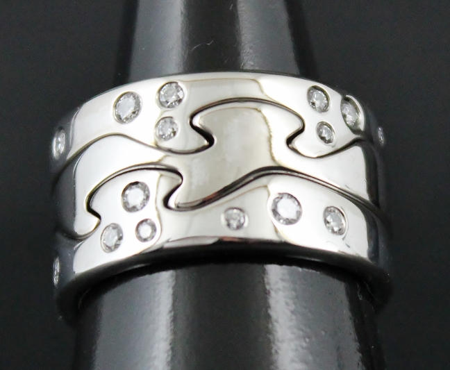 (image for) "GEORG JENSEN" 18K WHITE GOLD DIAMOND FUSION RING